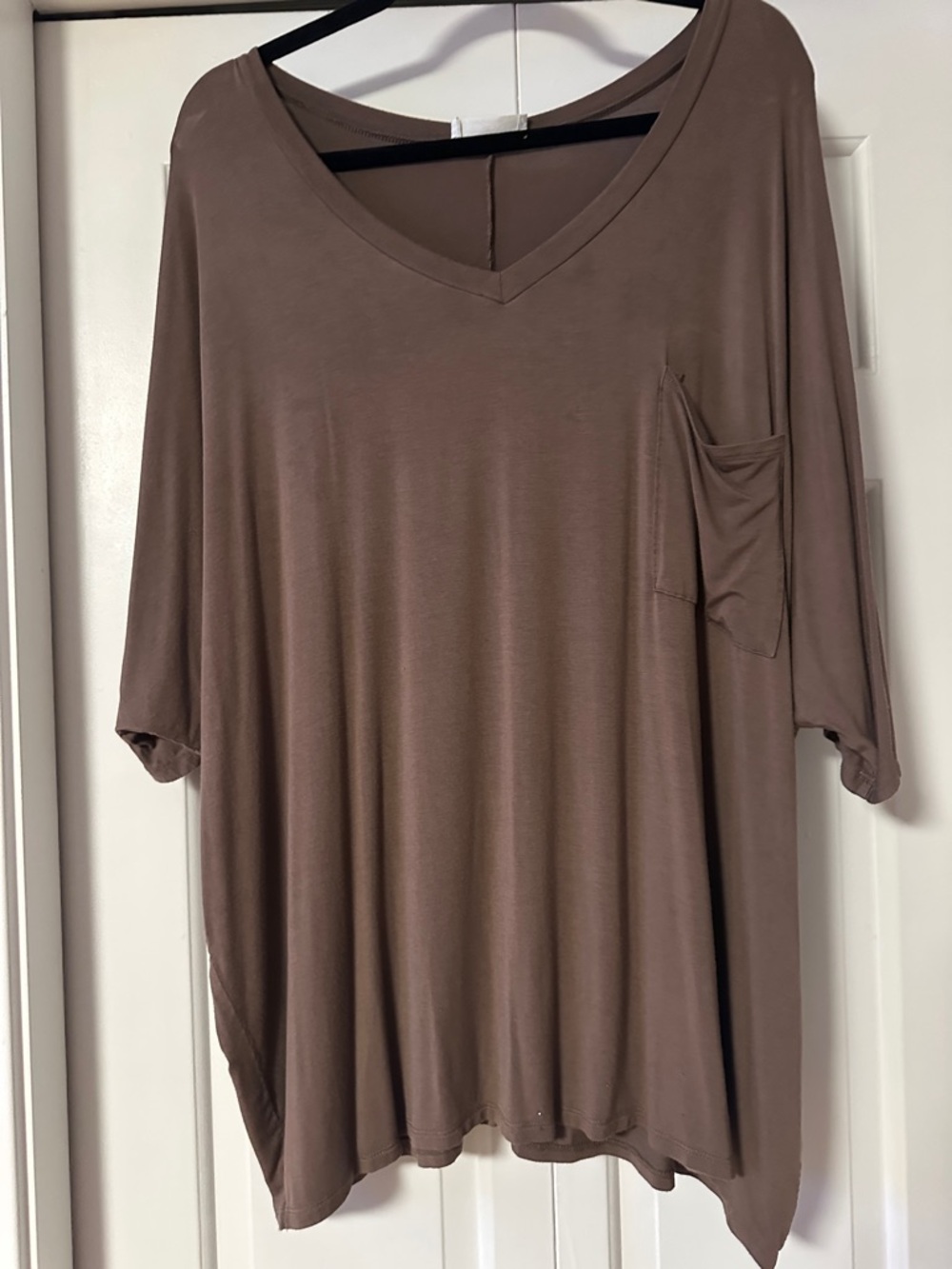 Zenana Outfitters Taupe Relaxed V-Neck Pocket Tunic